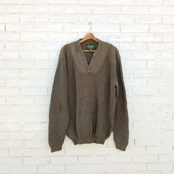 Eddie Bauer Chunky Fisherman Pullover Sweater Olive Heritage - Picture 1 of 3